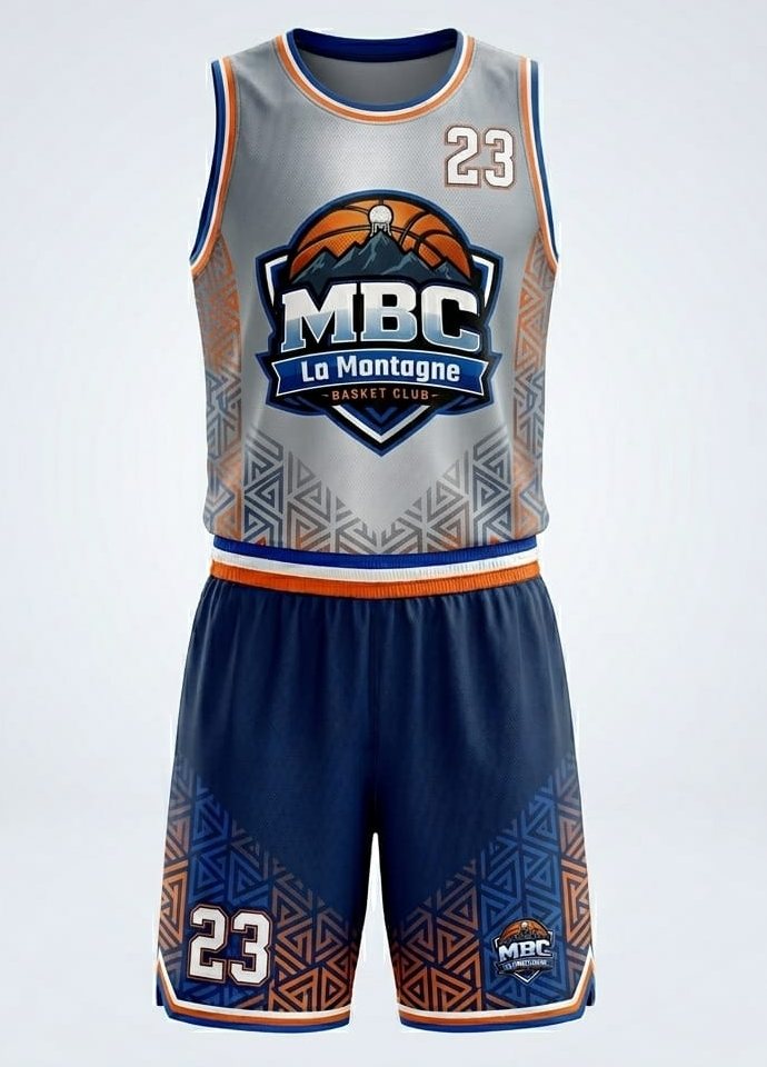 Maillot extérieur du MBC La Montagne Basket Club, édition argent et orange, saison 2026-2027
